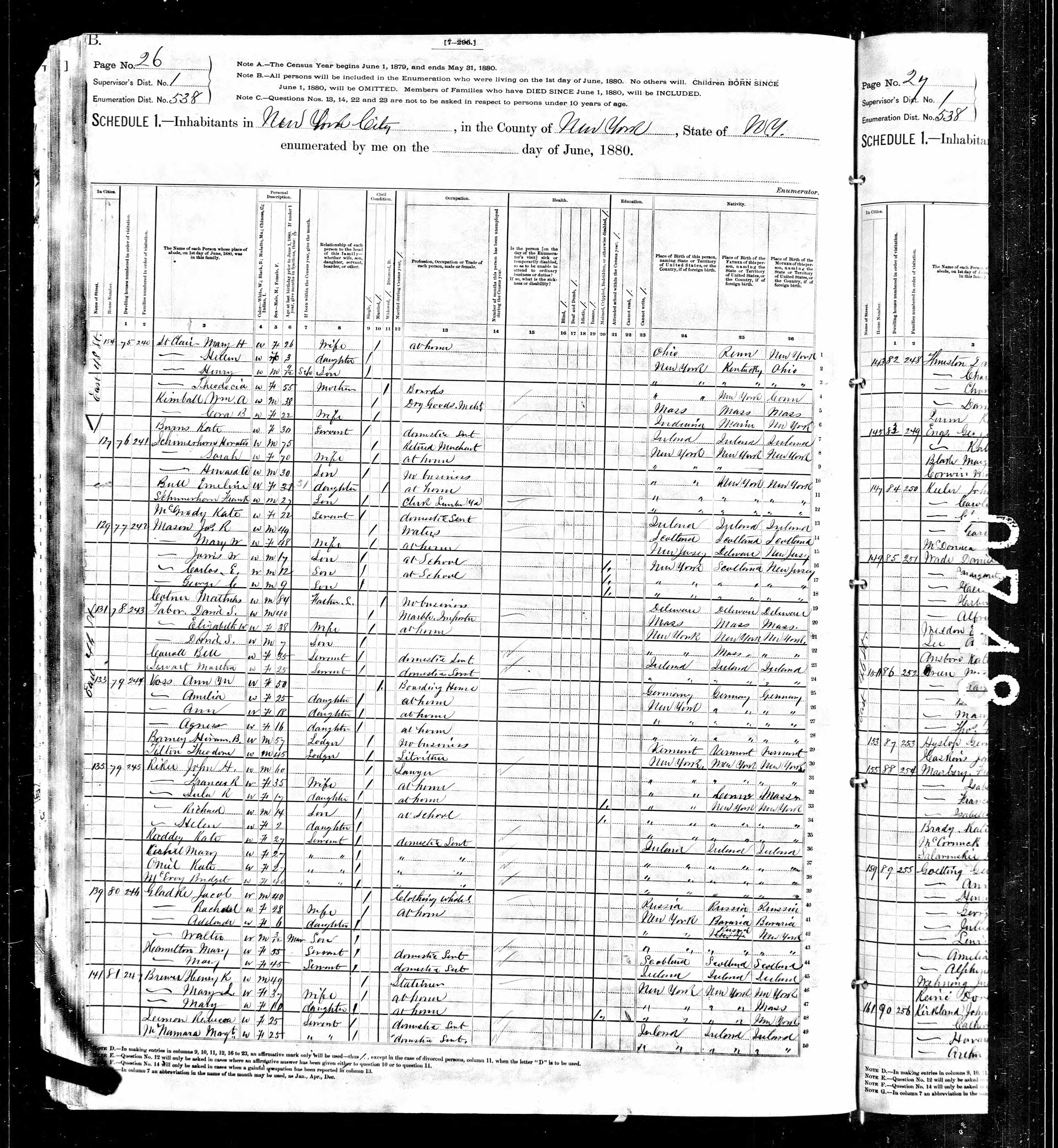 David Taber, 1880 NY, New York Census.